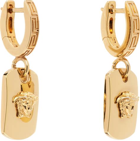 versace medusa hoop earrings|versace enamel earrings.